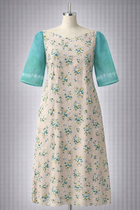 Mix and match rayon Kurti organza sleeves - S M L