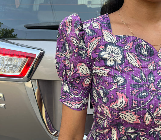 Plum cotton Kantha - L