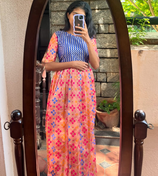 Pure Tussar Silk Long Frock - S