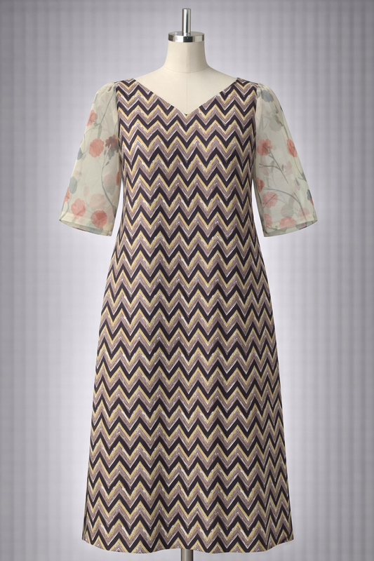 Rayon Kurti with organza sleeves - M or L