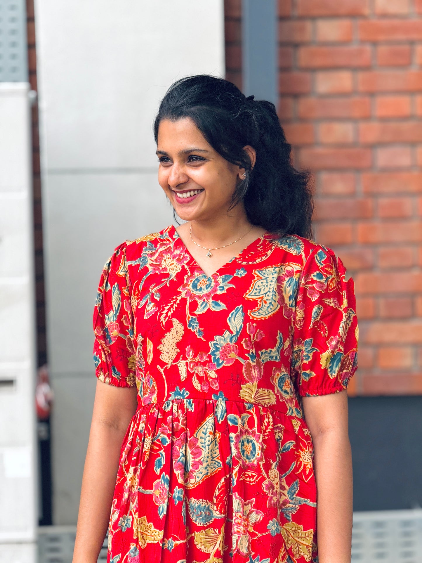 Favourite Red Cotton long Dress - Xs