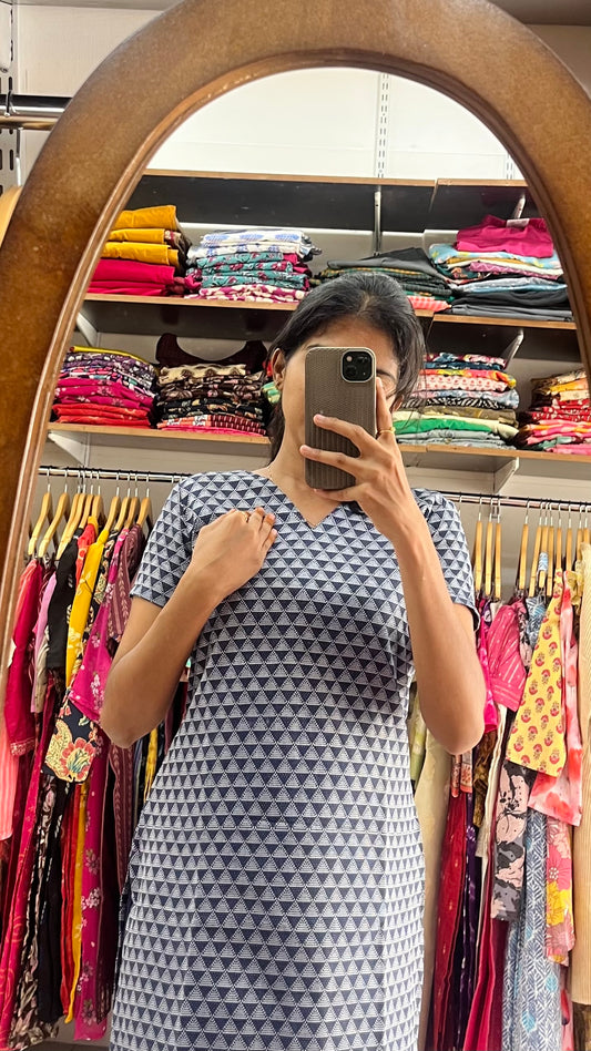 Navy Bloom Cotton Salwar - XL