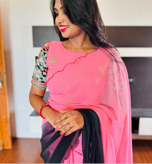 Tie & Dye Georgette Saree - S