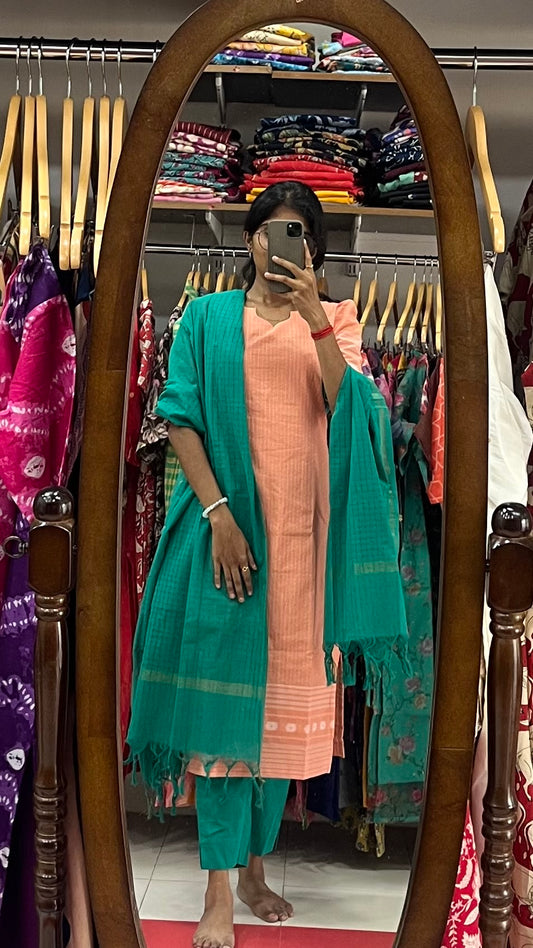 Peach Pop Cotton Salwar - Xs