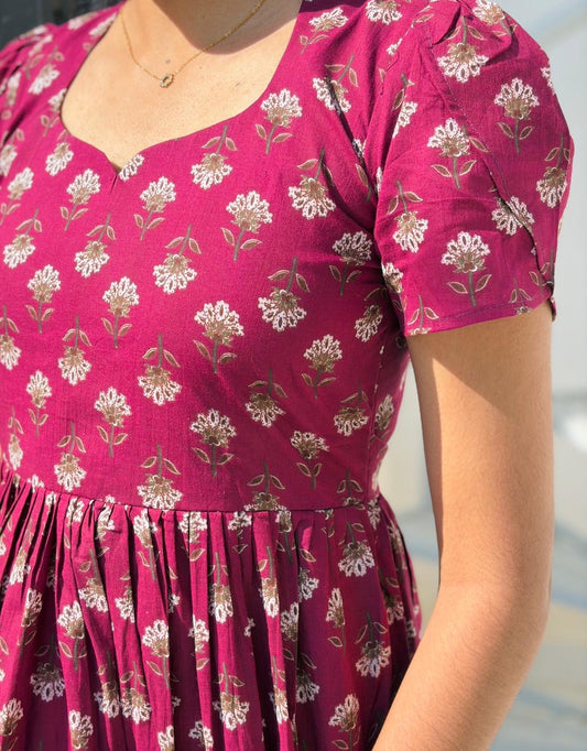 Cotton Long dress with full lining- XS S M L XL 2XL
