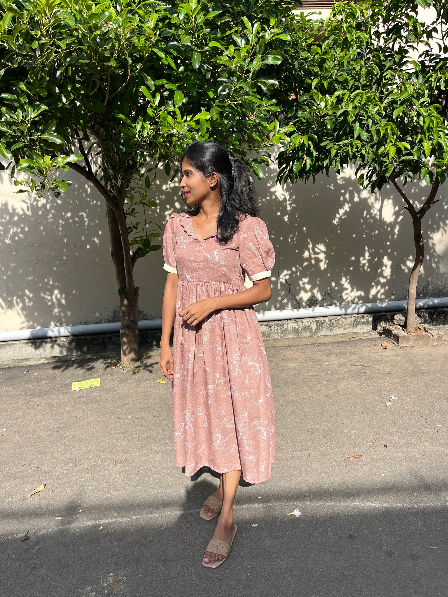 Moonlit Beige Cotton Maxi - L