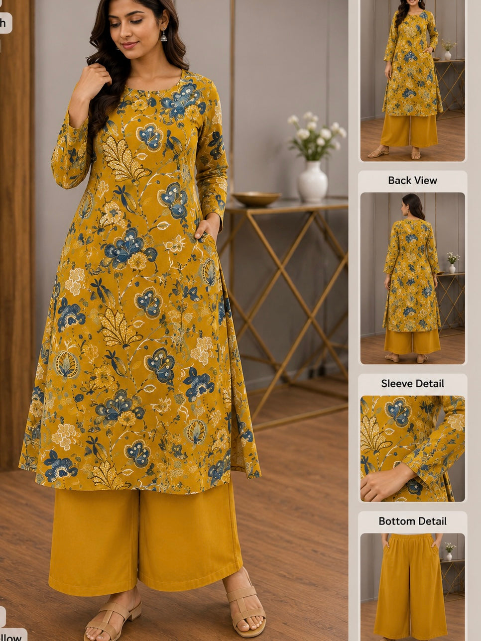 Cotton flex Kurti + Bottom - - XS S M L XL XXL