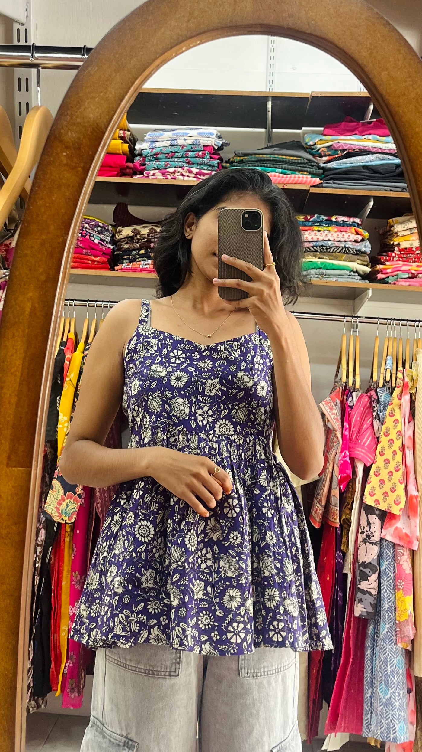 Sleeveless Peplum Cotton Crop Top - L