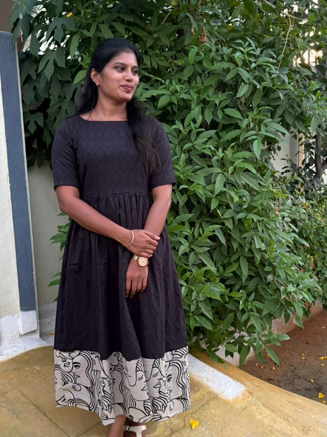 Cotton jacquard long dress - XS S M L XL 2XL