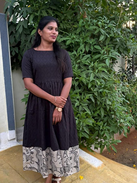 Cotton jacquard long dress - XS S M L XL 2XL