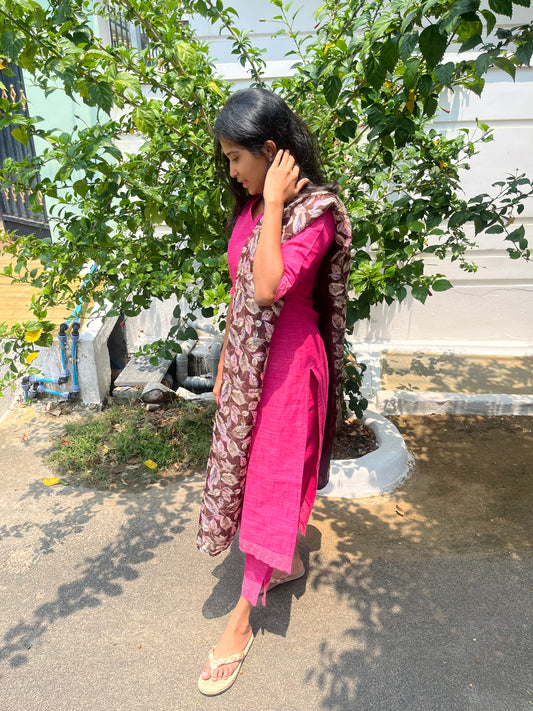 Blush Bloom Handloom Cotton Slub - Xs