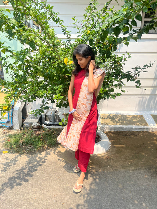 Velvet Wine Handloom Cotton Salwar - Xs
