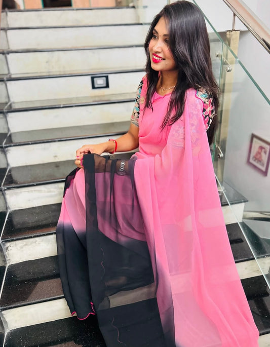 Tie & Dye Georgette Saree - S
