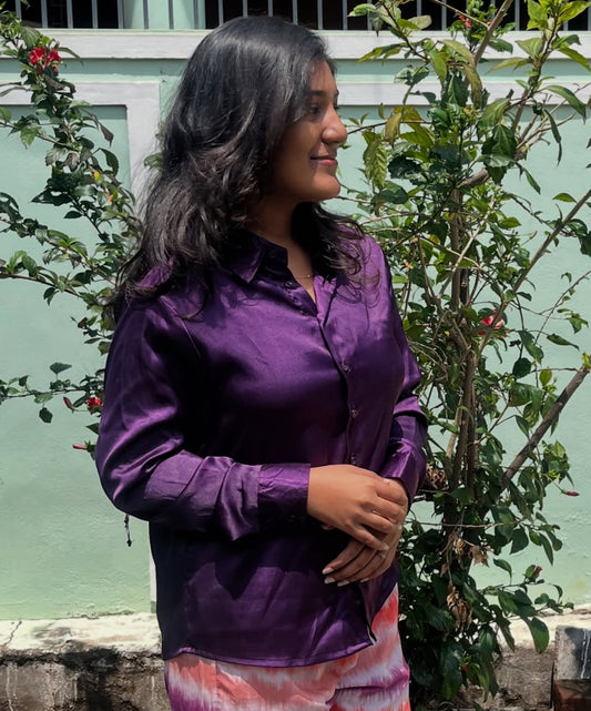 Crape Satin Silk shirt : M