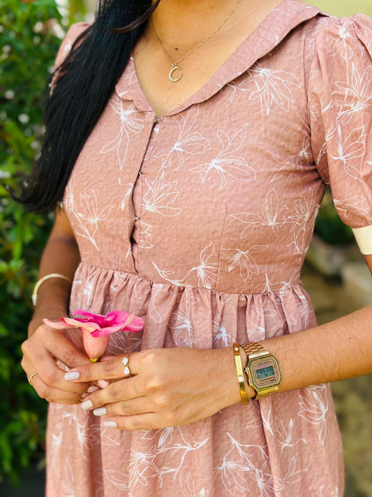 Cocoa Beige Cotton Long Dress : L