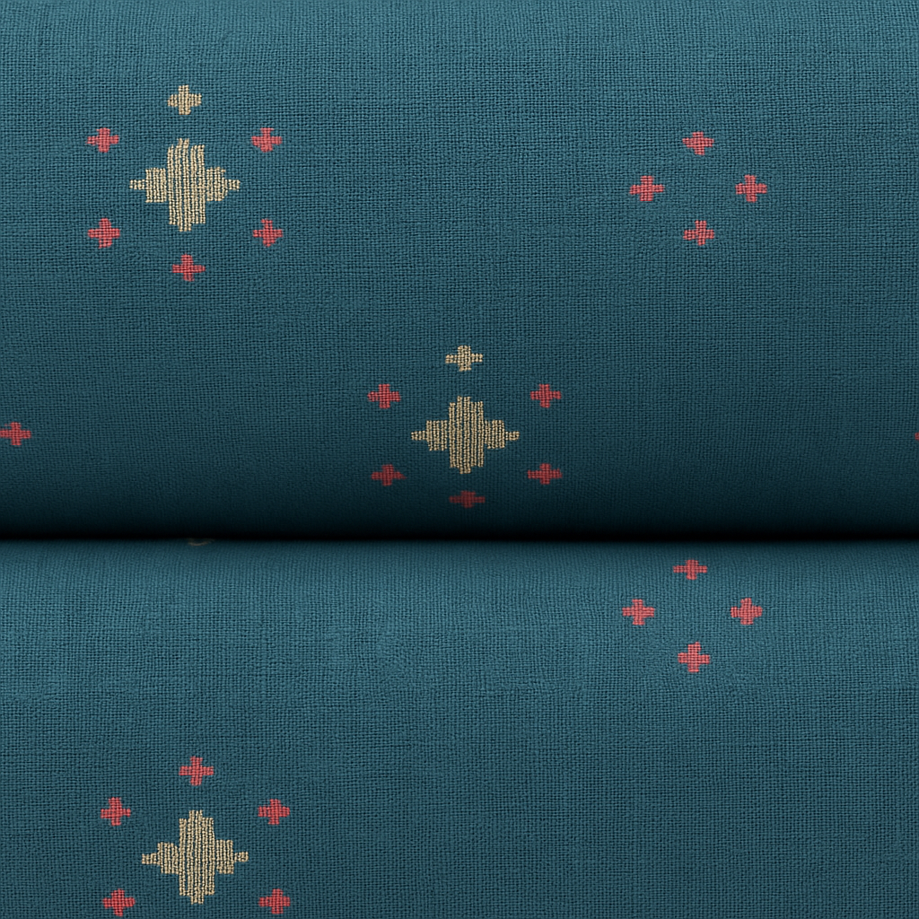 Teal Blue Handloom Cotton Fabric