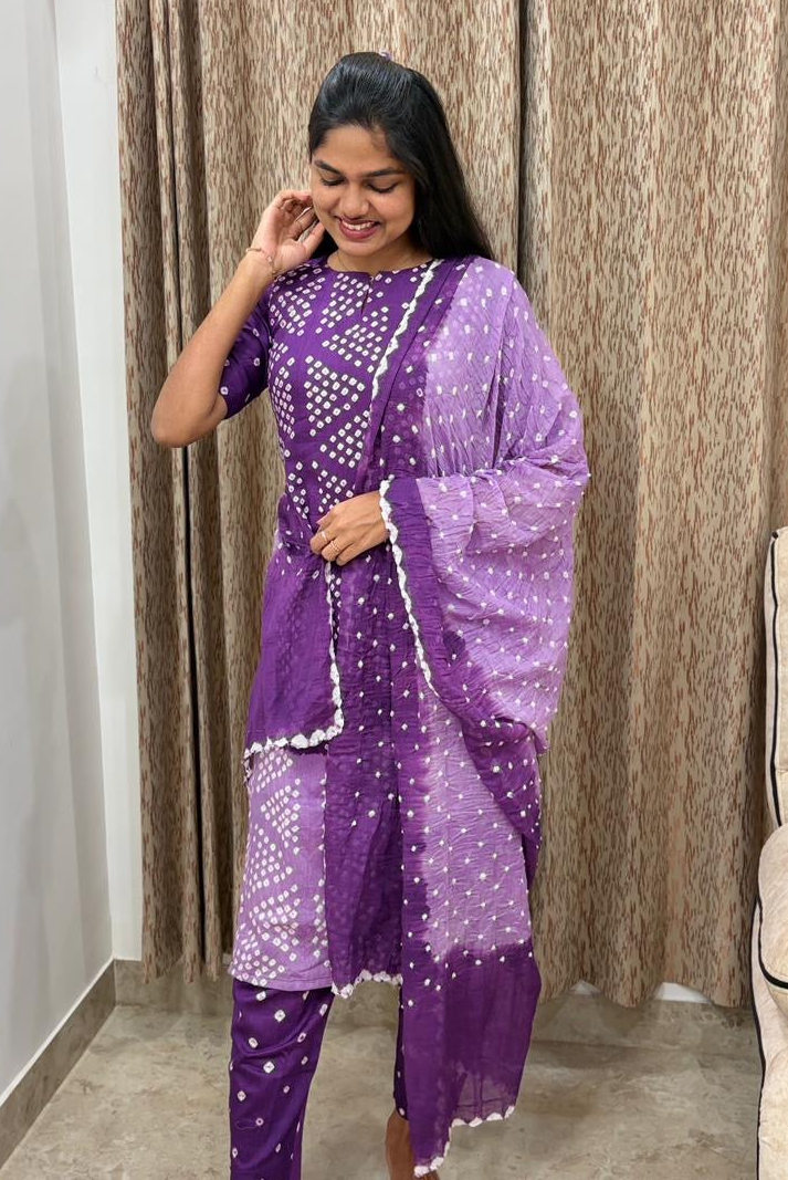 Bandhini Pure Cotton Tie&Dye Salwar- S