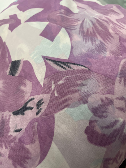 Pink and White Georgette Printed Fabric