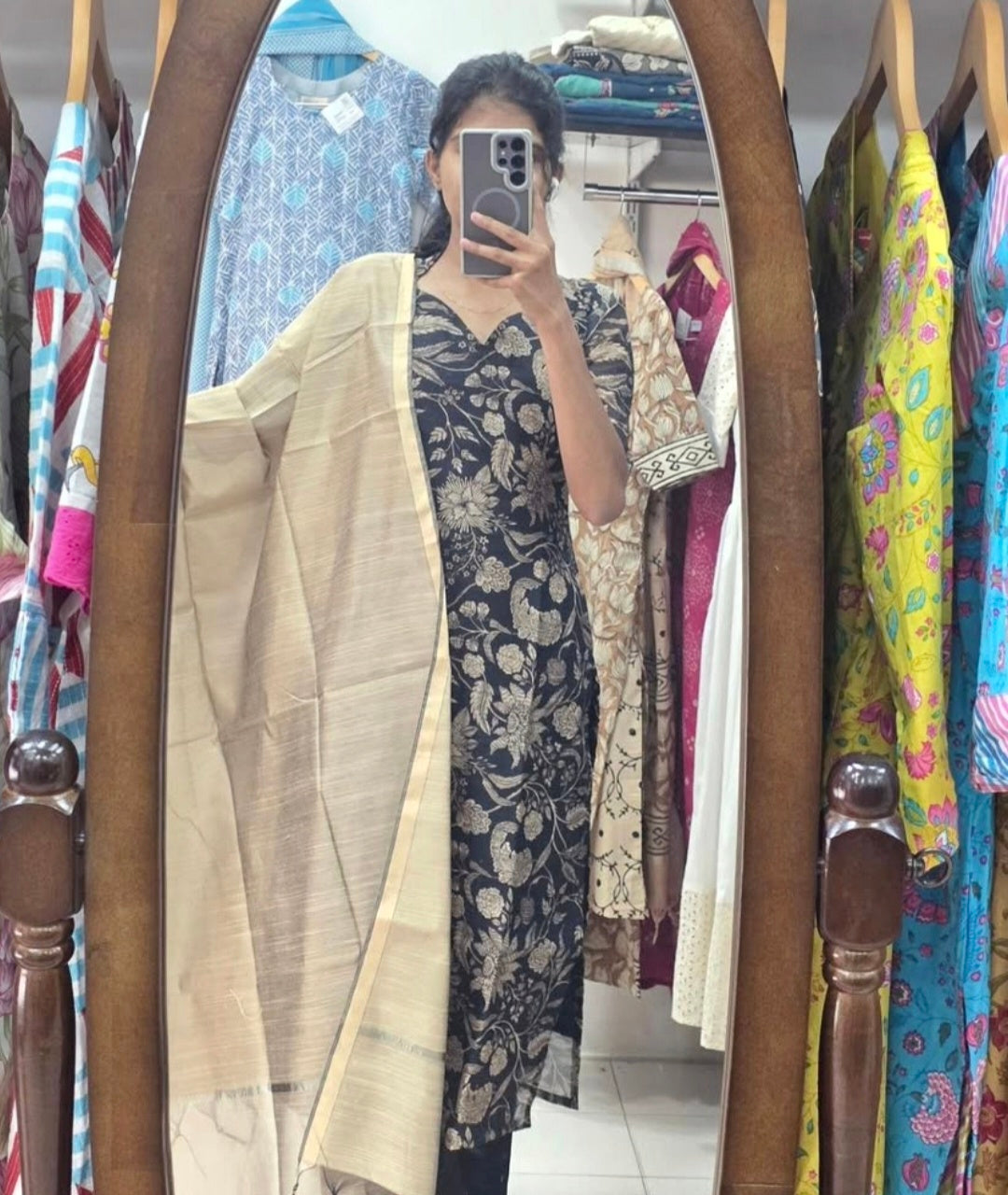 Chanderi Silk Top & Dupatta   : XS S M L XL XXL