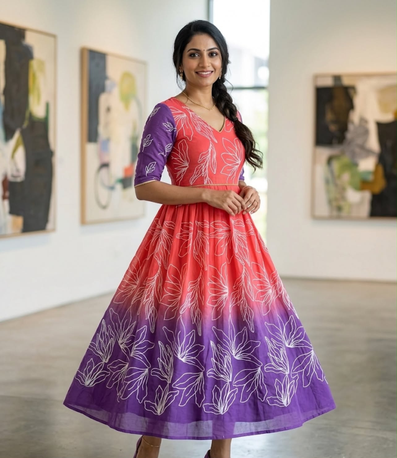 Mul Chanderi long dress - XS S M L XL XXL