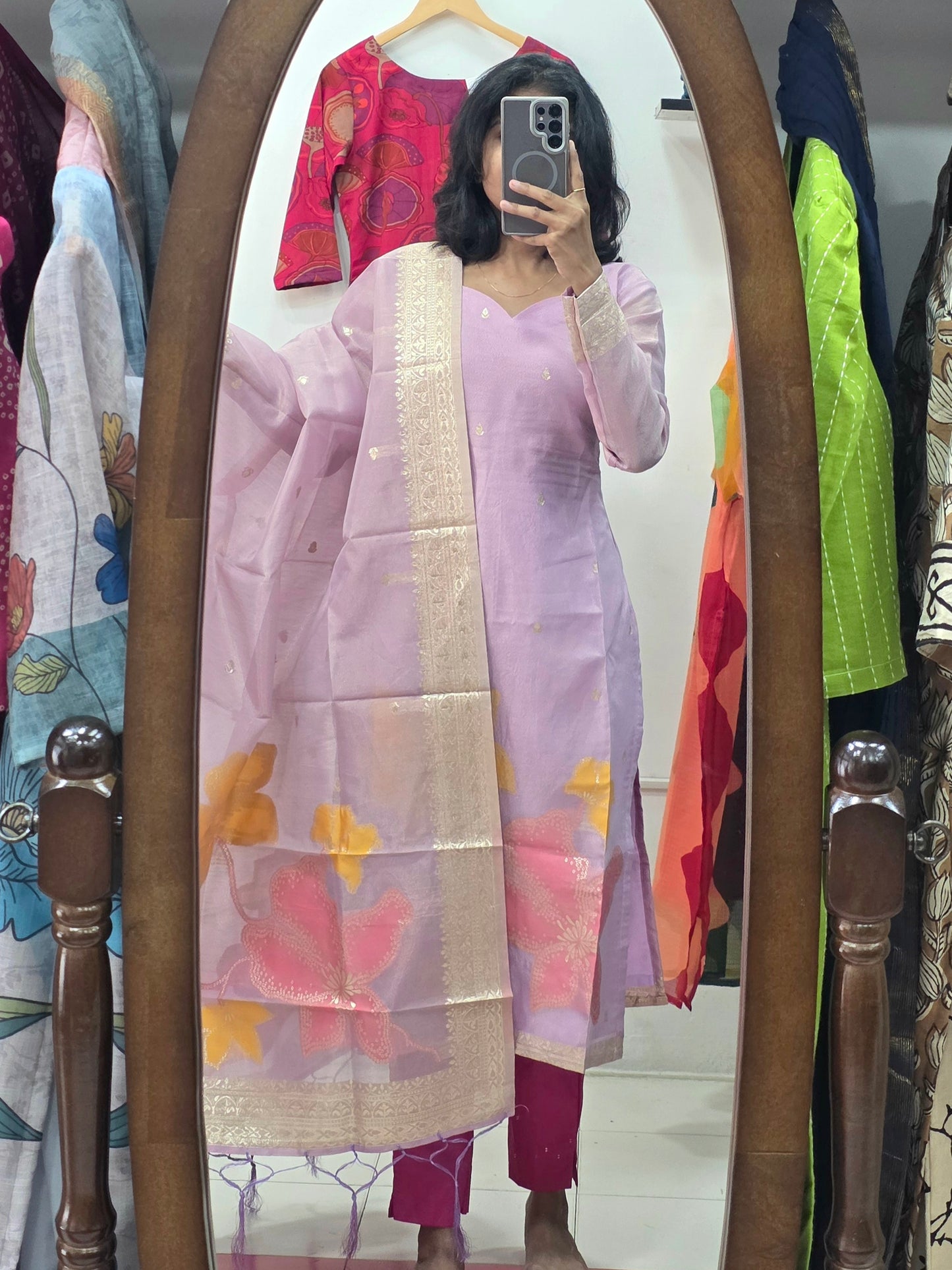 Tissue Silk Top & Dupatta - XS S M L XL XXL