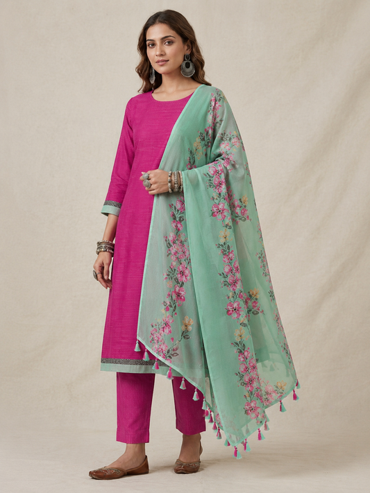 Cotton Lurex Co-ords,  Silk Dupatta  - XS S M L XL XXL ( Made to Order )