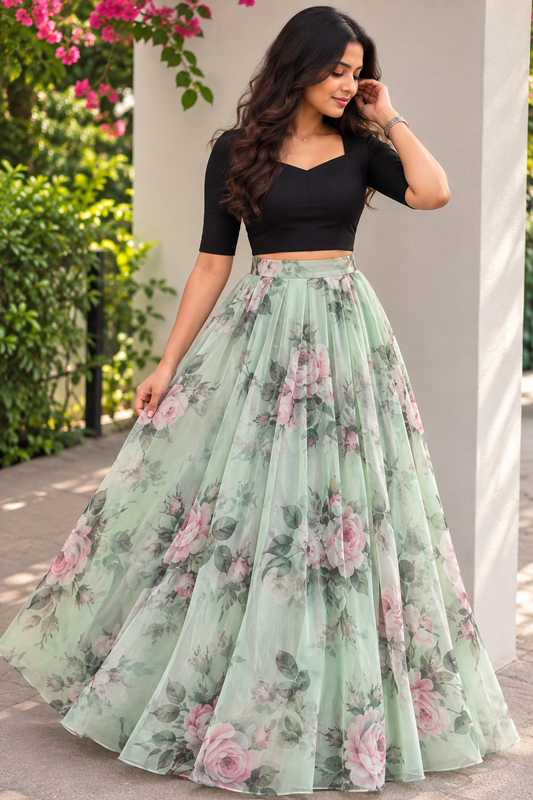 Velvet Top , Organza skirt - XS S M L XL XXL ( Made to Order )