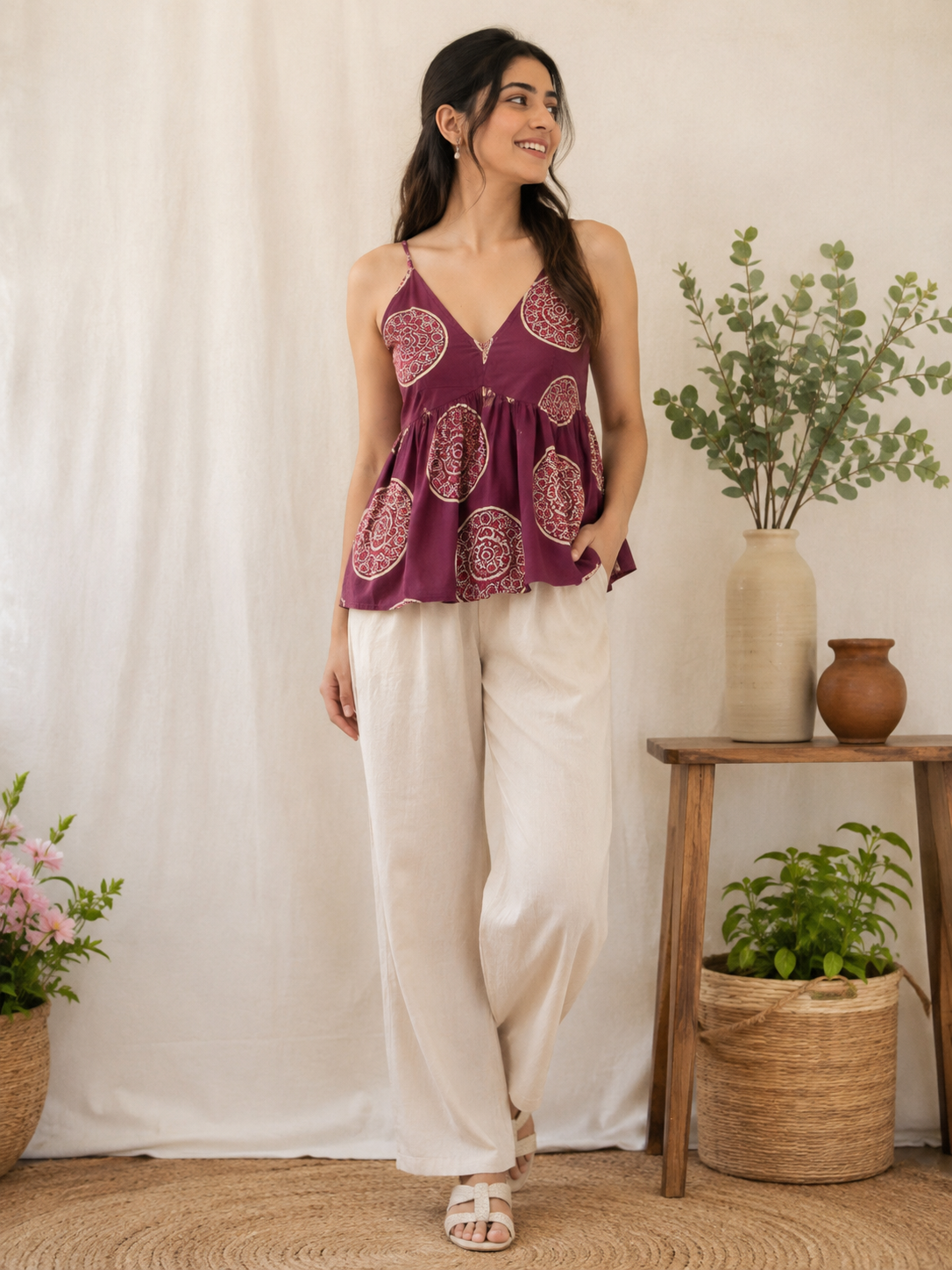 Sleeveless peplum Top & Trouser  - XS S M L XL