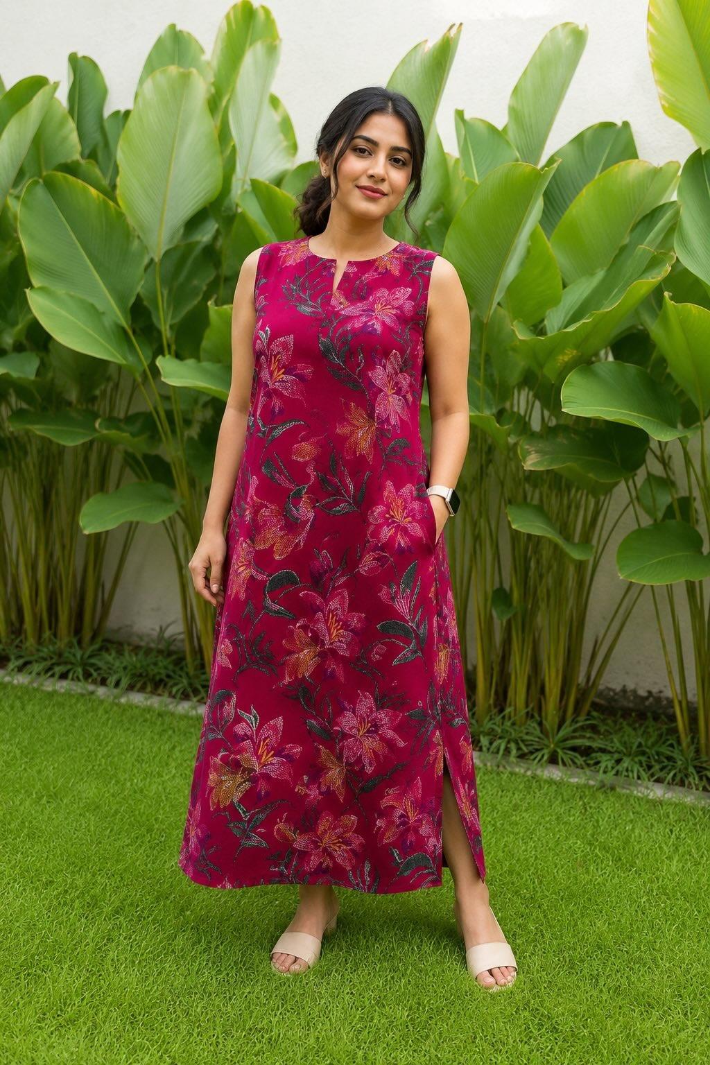Muslin Long dress with side slit- XS S M L XL XXL < each dress cost >